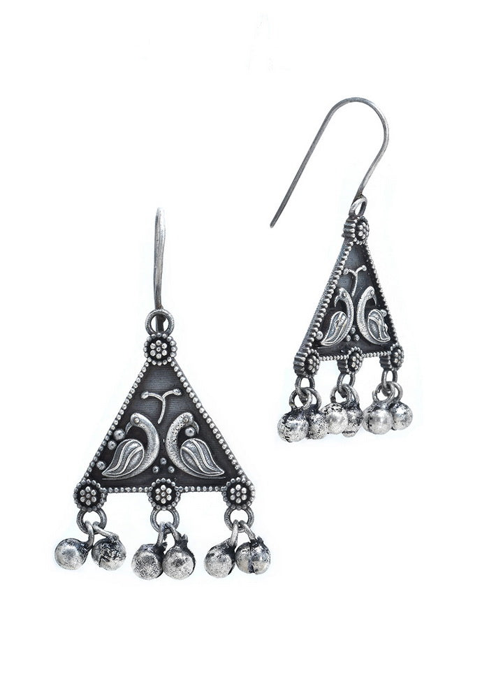 Silver Tone Brass Earrings - Indian Silk House Agencies