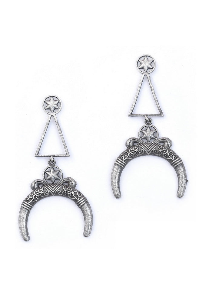 Silver Tone Brass Earrings - Indian Silk House Agencies