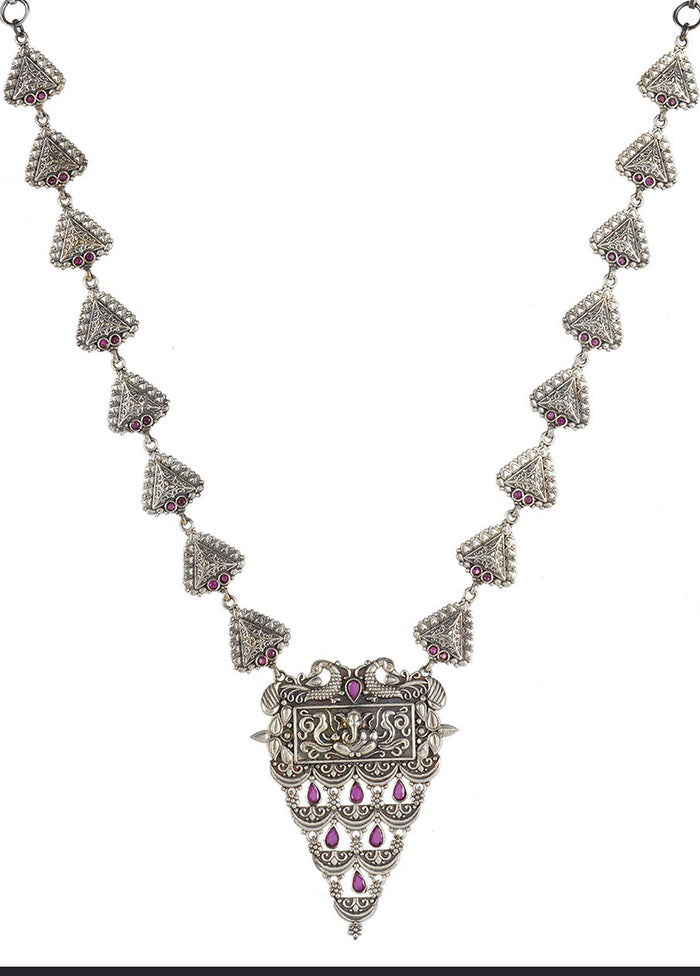 Silver Tone Brass Necklace - Indian Silk House Agencies