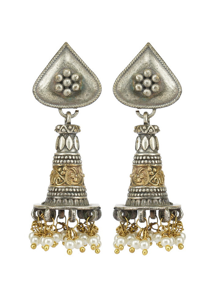 Handcrafted Dual Tone Brass Earrings - Indian Silk House Agencies
