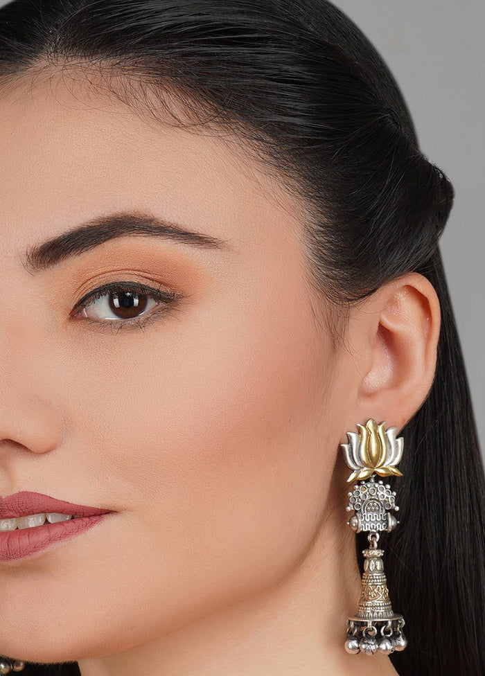 Long Style Dual Tone Brass Earrings - Indian Silk House Agencies