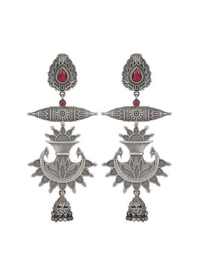 Handcrafted Silver Tone Brass Earrings - Indian Silk House Agencies