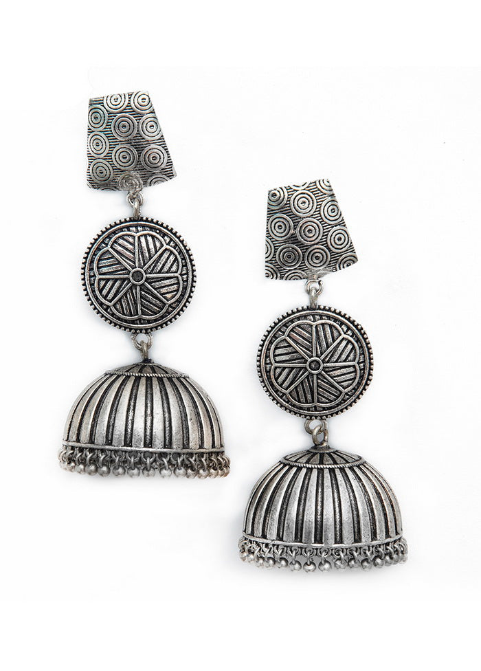 Handcrafted Silver Tone Brass Jhumka - Indian Silk House Agencies
