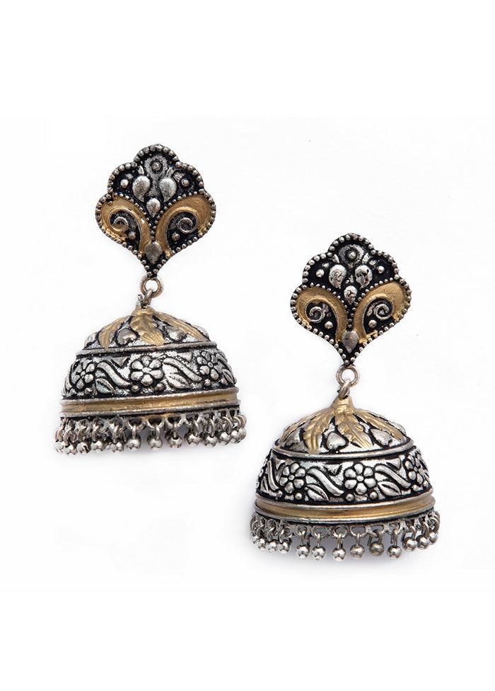 Ghungroo Style Dual Tone Brass Jhumka - Indian Silk House Agencies