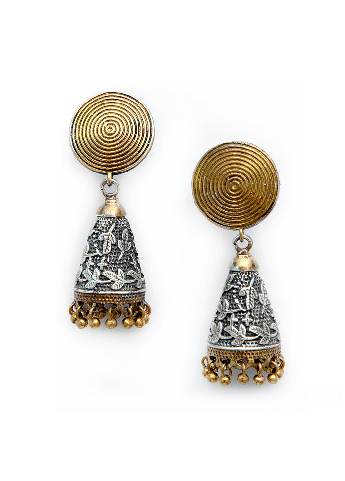 Round Shape Dual Tone Brass Jhumka - Indian Silk House Agencies