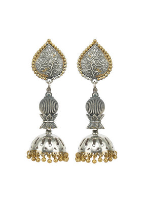 Long Tale Dual Tone Brass Jhumka - Indian Silk House Agencies