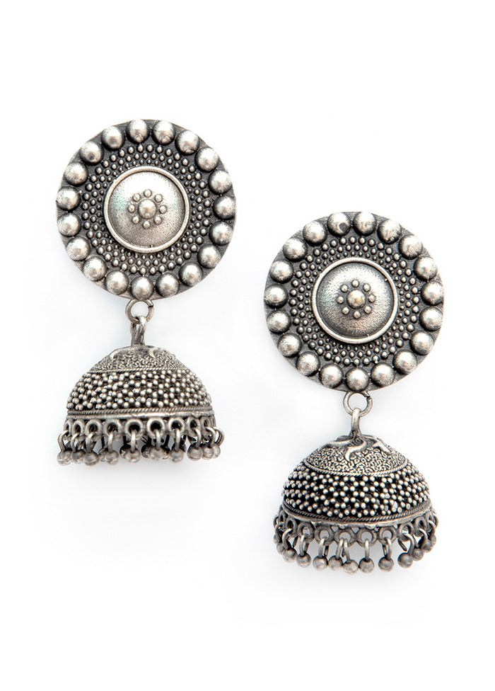 Handcrafted Silver Tone Brass Jhumka - Indian Silk House Agencies