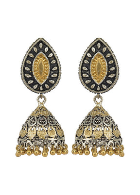 Handcrafted Dual Tone Brass Jhumka - Indian Silk House Agencies