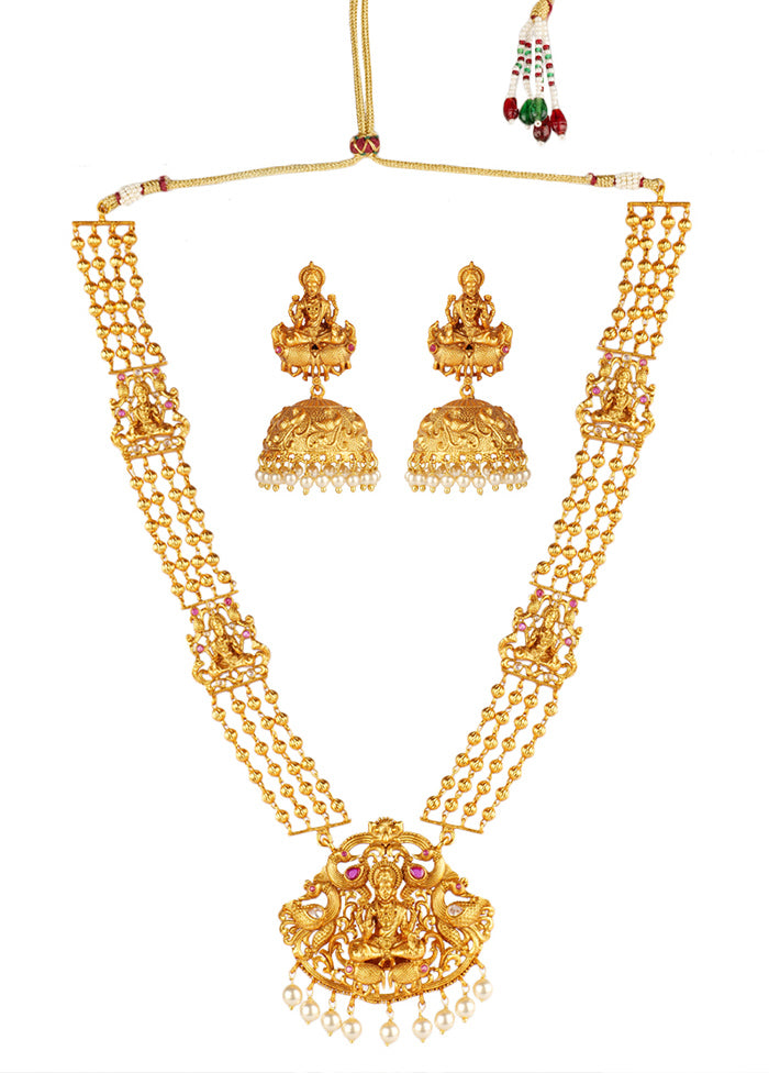 Set Of 2 Gold Tone Set Of Temple Necklace And Earrings - Indian Silk House Agencies