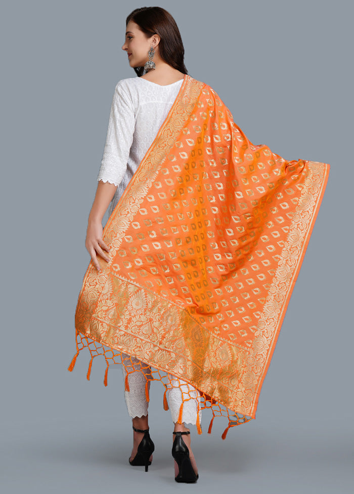 Orange Silk Woven Dupatta