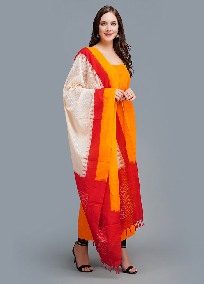3 Pc Orange Cotton Salwar Suit Set With Dupatta VDJB1011228 - Indian Silk House Agencies