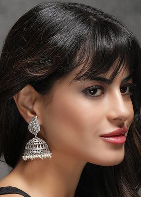 Silver Tone Brass Stud Earrings - Indian Silk House Agencies