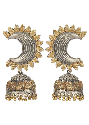 Dual Tone Brass Stud Jhumka - Indian Silk House Agencies