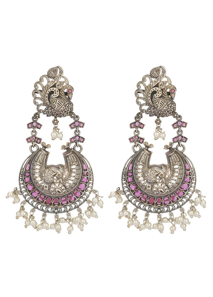 Silver Tone Handcrafted Brass Earrings - Indian Silk House Agencies