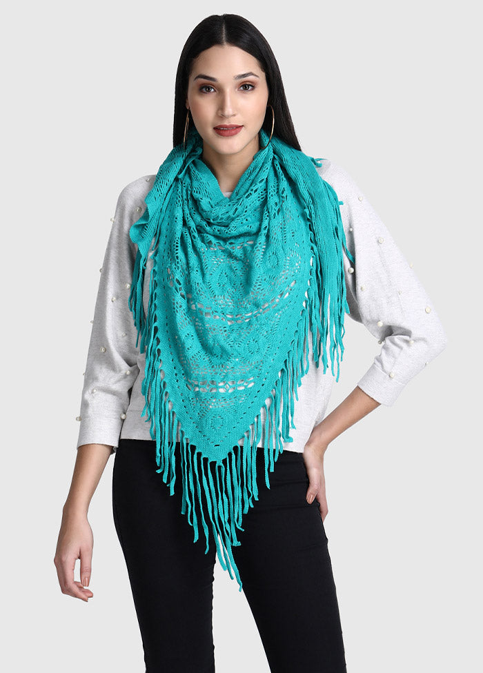 Green Acrylic Knitted Scarf - Indian Silk House Agencies