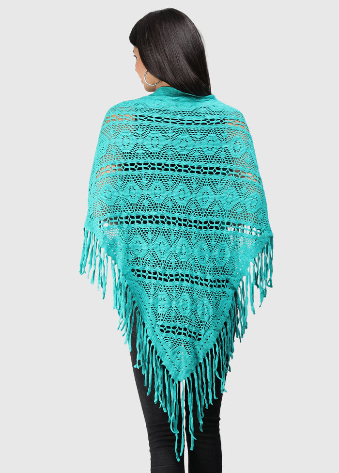 Green Acrylic Knitted Scarf - Main Image