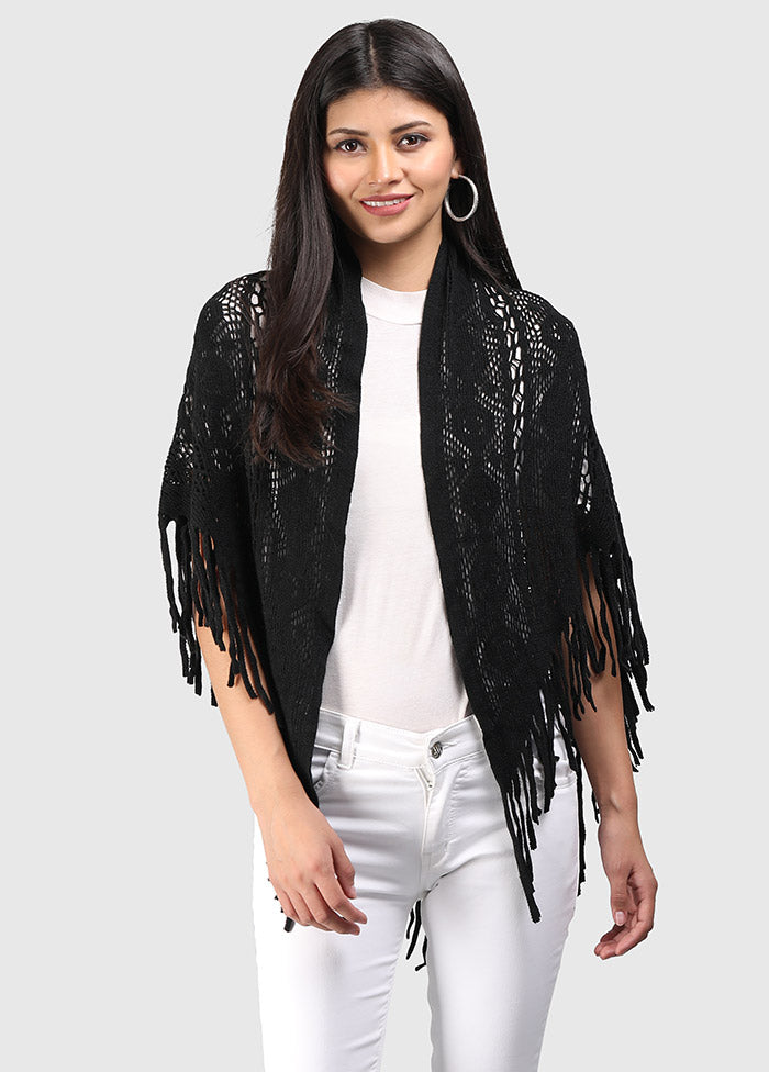 Black Acrylic Knitted Scarf - Indian Silk House Agencies