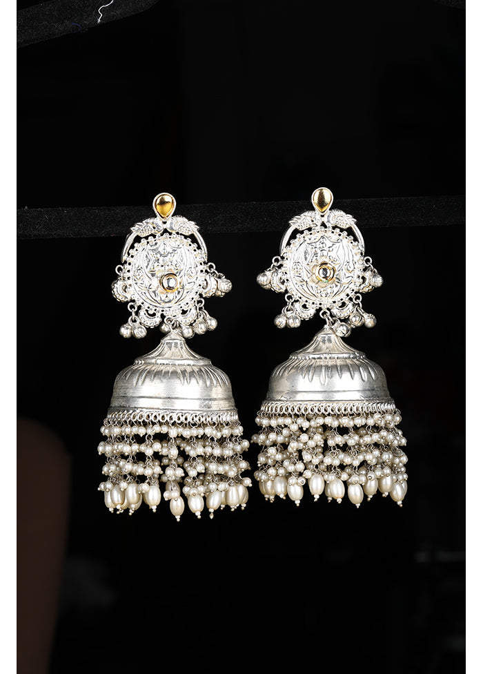 Silver Handcrafted Brass Jhumka - Indian Silk House Agencies