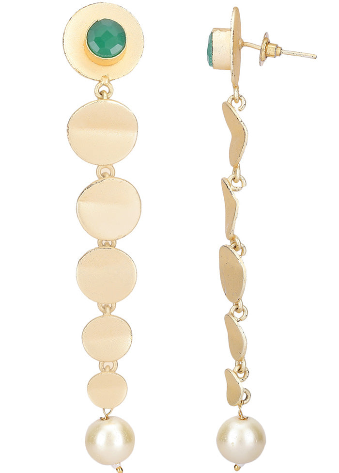 Long Pattern Matte Gold Earrings - Indian Silk House Agencies