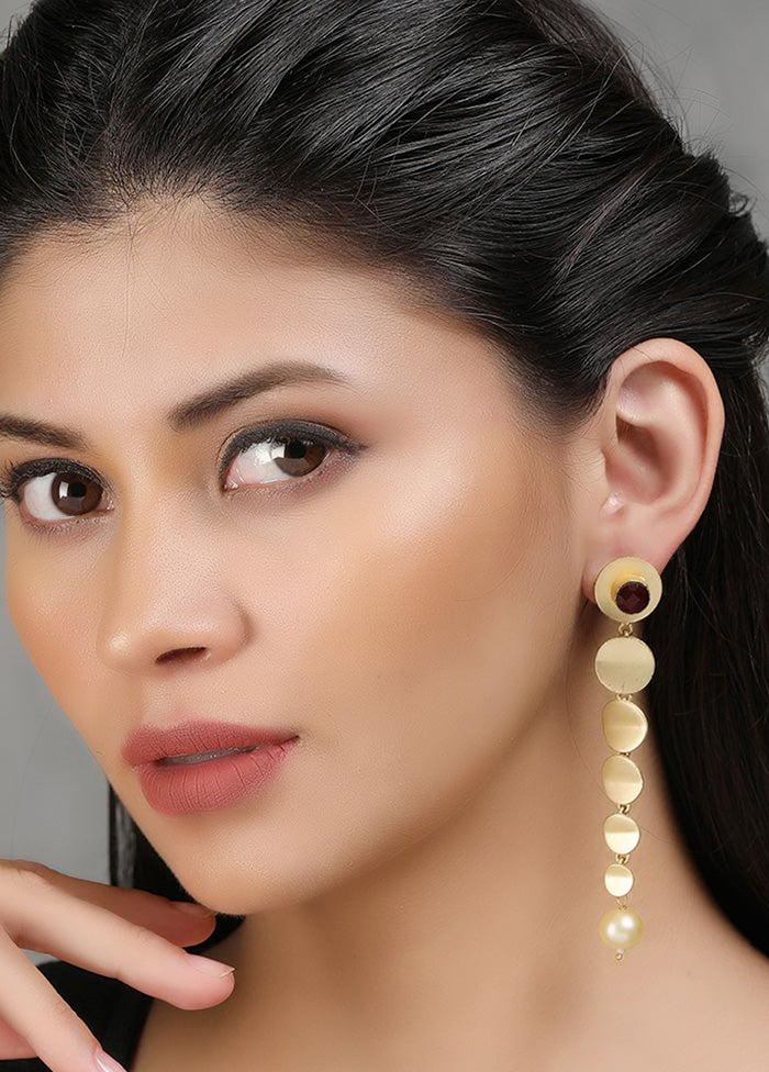 Long Pattern Matte Gold Earrings - Indian Silk House Agencies