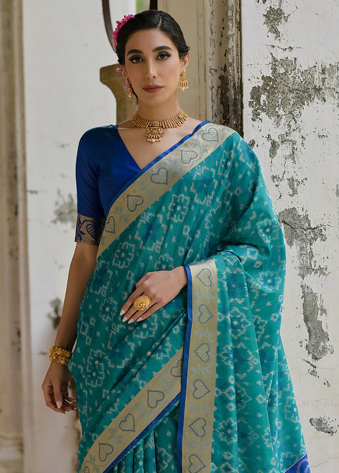 Firoza Spun Silk Saree With Blouse Piece