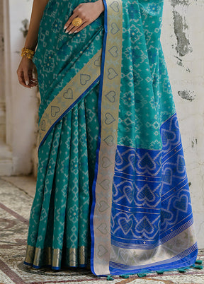 Firoza Spun Silk Saree With Blouse Piece