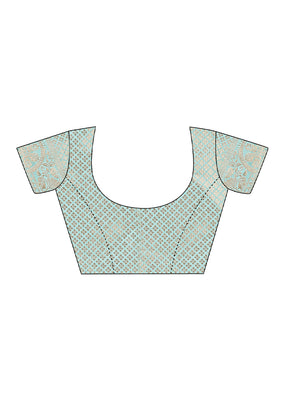 Teal Organza Saree With Blouse Piece