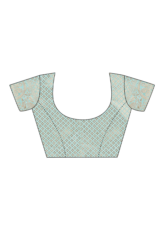 Teal Organza Saree With Blouse Piece