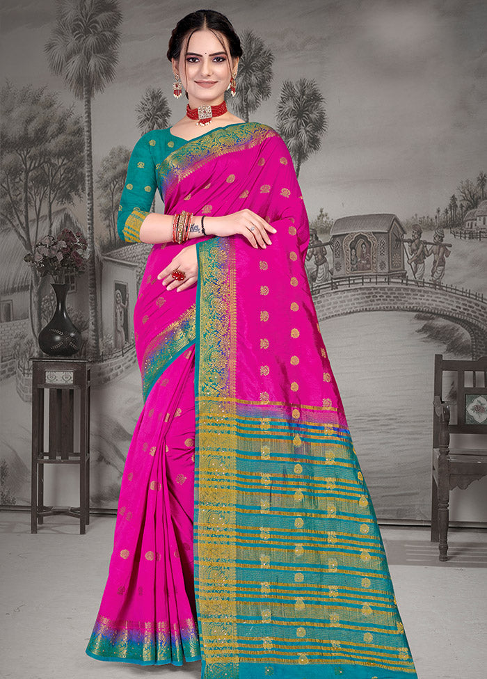 Rani Spun Silk Woven Saree With Blouse Piece - Indian Silk House Agencies