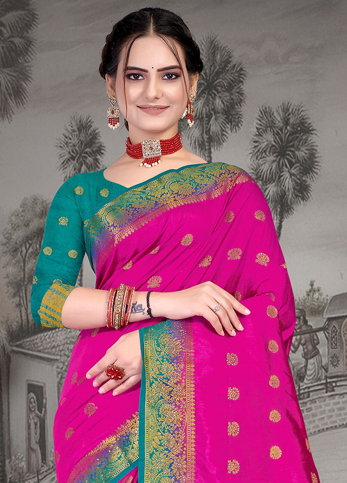 Rani Spun Silk Woven Saree With Blouse Piece - Indian Silk House Agencies