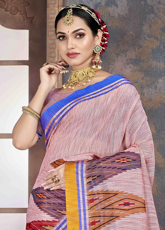 Pink Cotton Saree With Blouse Piece - Indian Silk House Agencies