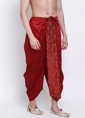 Red Solid Silk Dhoti - Indian Silk House Agencies