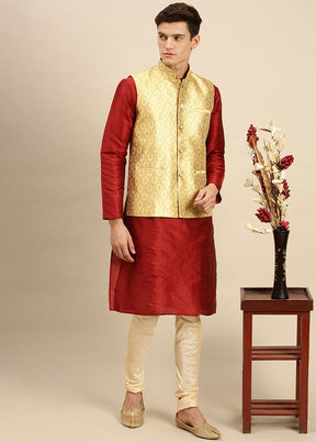 Yellow Silk Printed Ethnic Jacket VDSAN2812429 - Indian Silk House Agencies