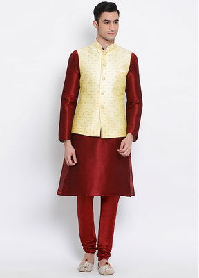 Yellow Polka Dots Silk Jacket VDSAN040245 - Indian Silk House Agencies