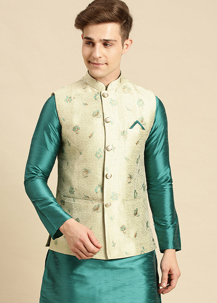 Green Silk Printed Ethnic Jacket VDSAN2812414