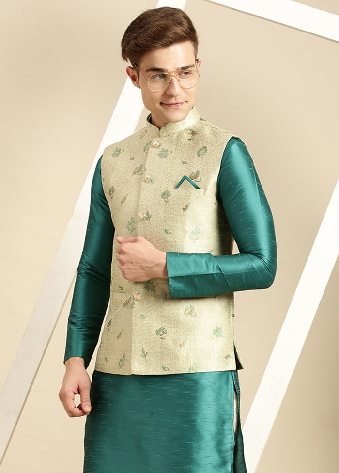 Green Silk Printed Ethnic Jacket VDSAN2812414