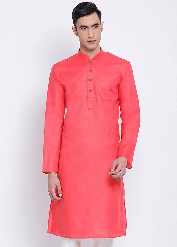 Pink Solid Cotton Kurta - Indian Silk House Agencies