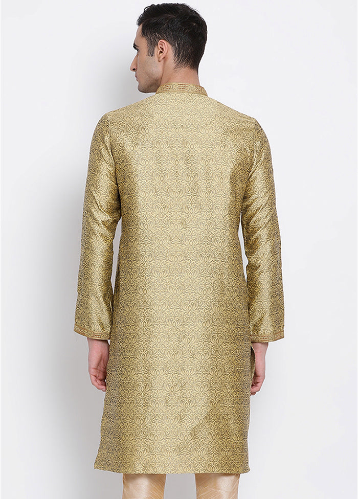 Golden Woven Silk Kurta - Indian Silk House Agencies