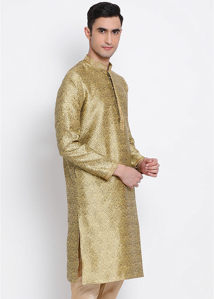 Golden Woven Silk Kurta - Indian Silk House Agencies