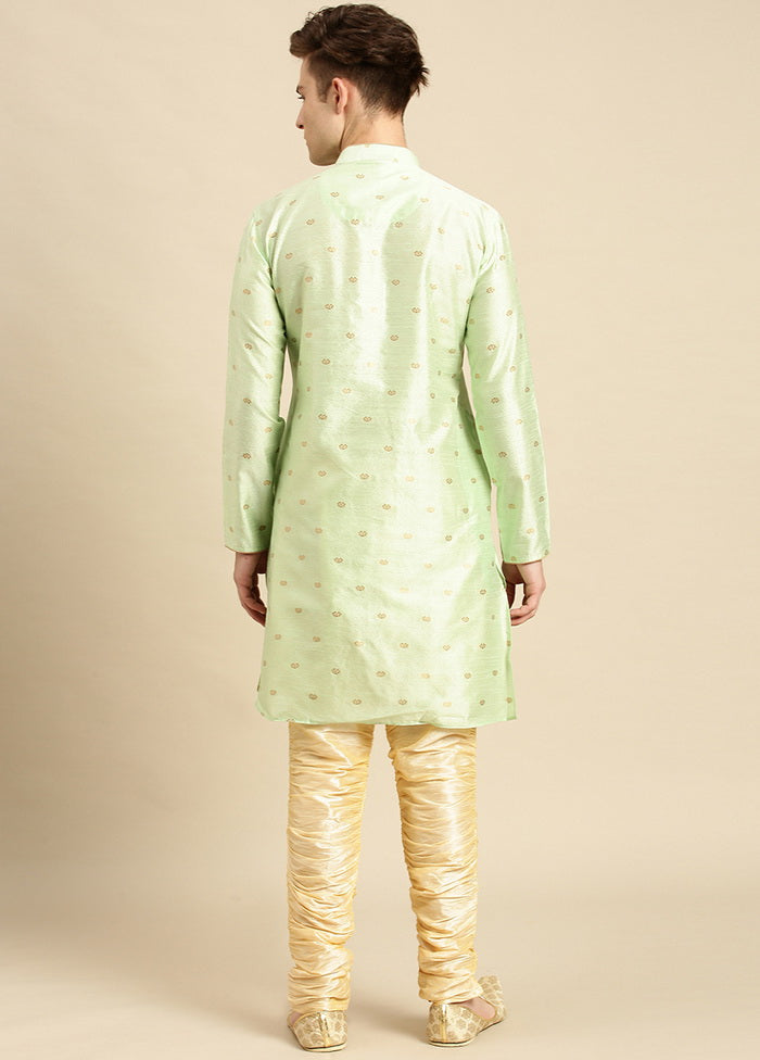 2 Pc Light Green Woven Kurta Pajama Set VDSAN210157 - Indian Silk House Agencies