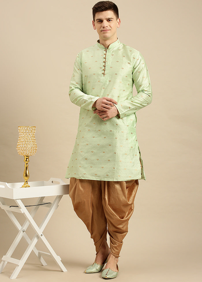 Light Green Silk Kurta And Pajama Set VDSAN2812320 - Indian Silk House Agencies