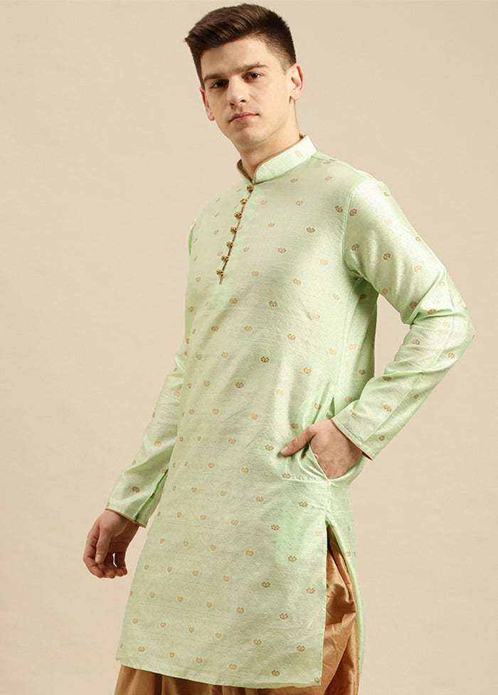 Light Green Silk Kurta And Pajama Set VDSAN2812320 - Indian Silk House Agencies