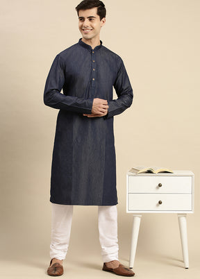 Blue Cotton Kurta And Pajama Set VDSAN2812324 - Indian Silk House Agencies