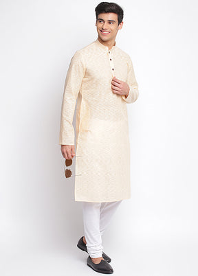 2 Pc Rust Woven Cotton Kurta Pajama Set VDSAN040616 - Indian Silk House Agencies