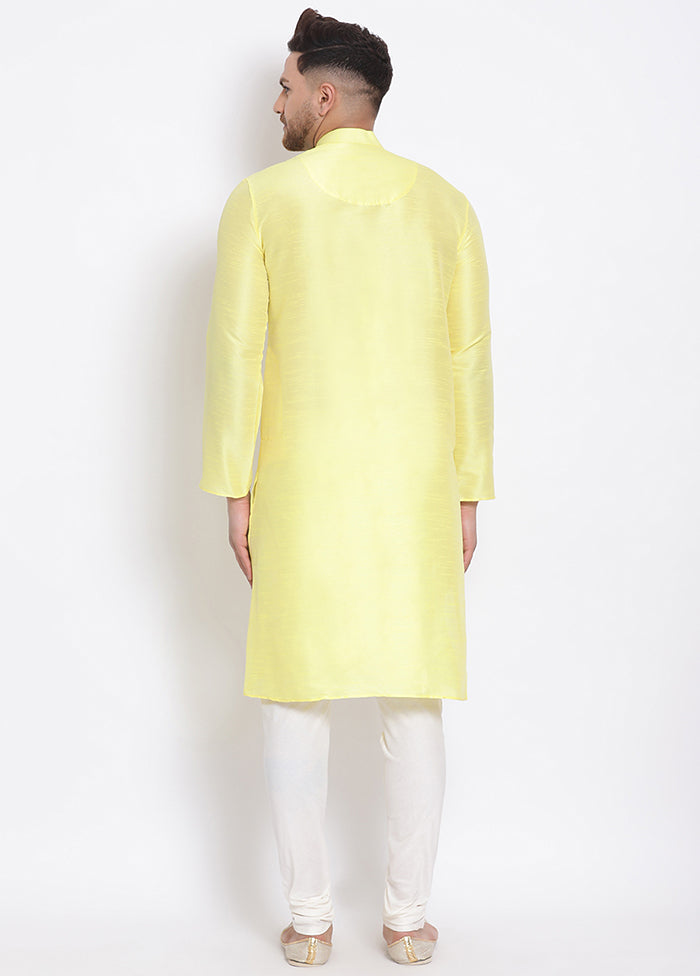 2 Pc White Solid Silk Kurta Pajama Set VDSAN040550 - Indian Silk House Agencies