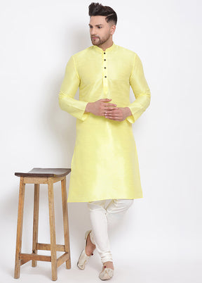 2 Pc White Solid Silk Kurta Pajama Set VDSAN040550 - Indian Silk House Agencies