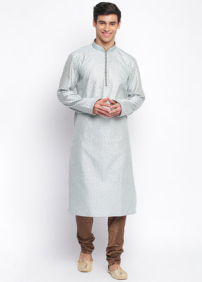 2 Pc Livid Embroidered Silk Kurta Pajama Set VDSAN040665 - Indian Silk House Agencies