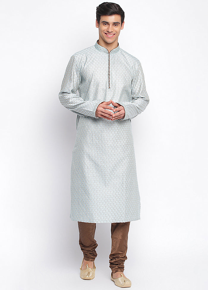 2 Pc Livid Embroidered Silk Kurta Pajama Set VDSAN040665 - Indian Silk House Agencies