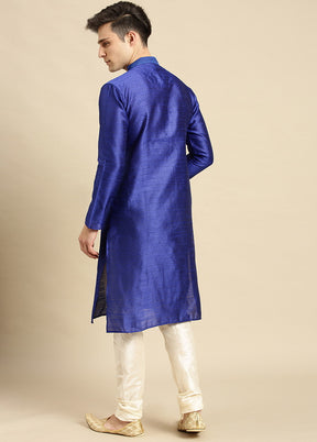 2 Pc Ink Blue Woven Kurta Pajama Set VDSAN210165 - Indian Silk House Agencies