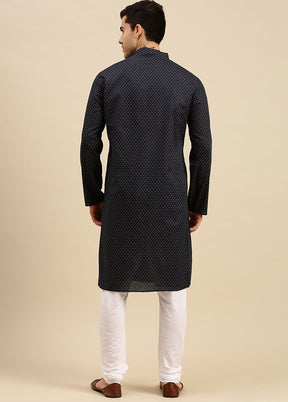 Deep Blue Cotton Kurta And Pajama Set VDSAN2812396 - Indian Silk House Agencies